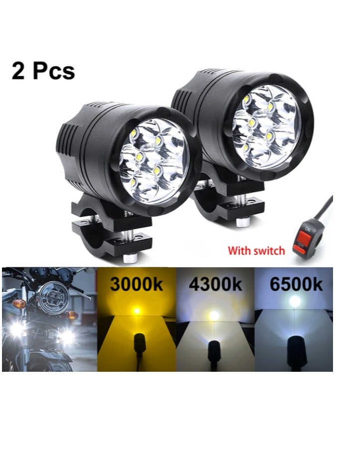 Loquat Motorcycle Spotlight LED Headlights Yellow White 3000k 6000K Auxiliary Faro LED Moto Assemblies Lamp 12V Driving Fog Light 2Pcs With on - Image 1