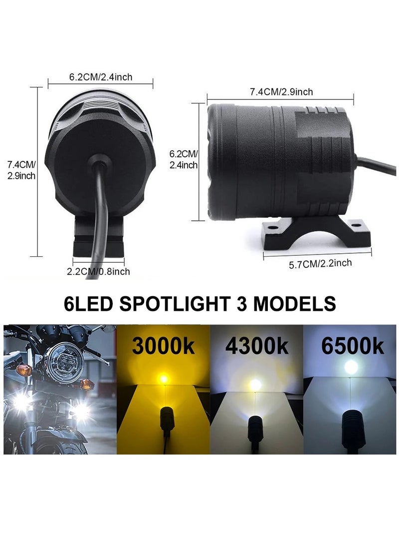 Loquat Motorcycle Spotlight LED Headlights Yellow White 3000k 6000K Auxiliary Faro LED Moto Assemblies Lamp 12V Driving Fog Light 2Pcs With on - Image 2