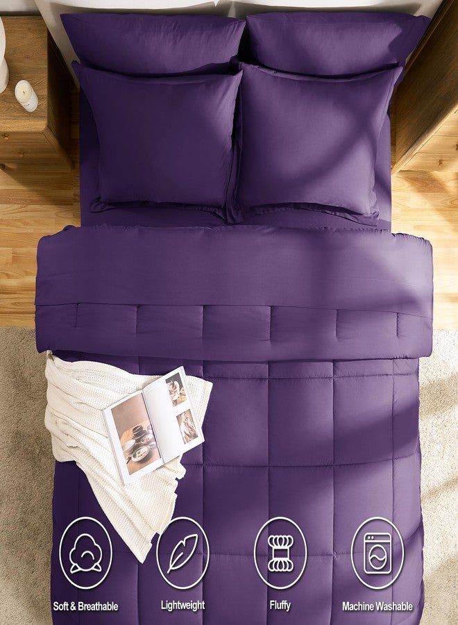 CozyLux طقم لحاف كوين بنفسجي من كوزي لوكس مع ملاءات - 7 قطع، طقم سرير كوين، طقم سرير ناعم مناسب لجميع الفصول مكون من 7 قطع مع لحاف بنفسجي، ملاءة مسطحة، ملاءة مثبتة، أغطية وسائد وأغطية وسائد مزخرفة. - Image 2