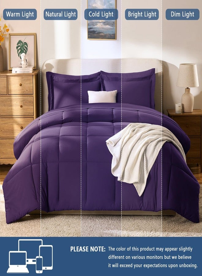 CozyLux طقم لحاف كوين بنفسجي من كوزي لوكس مع ملاءات - 7 قطع، طقم سرير كوين، طقم سرير ناعم مناسب لجميع الفصول مكون من 7 قطع مع لحاف بنفسجي، ملاءة مسطحة، ملاءة مثبتة، أغطية وسائد وأغطية وسائد مزخرفة. - Image 5