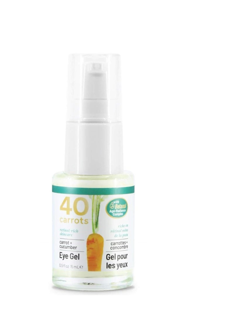 40 Carrots 40 Carrots Carrot & Cucumber Eye Gel with Retinol for All Skin Types - Smooths Fine Lines & Reduces Wrinkles, Crow's Feet, Dark Circles, Under Eye Bags | Paraben Free (0.5 fl oz)  - Image 1