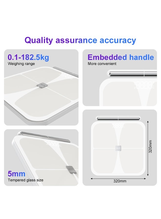 فيريفت ميزان قياس وضع الجسم للوزن ونسبة الدهون، ميزان رقمي بمنصة أكبر و8 أقطاب لقياس مؤشر كتلة الجسم (BMI) وتكوين الجسم (56 قياسًا). - Image 4