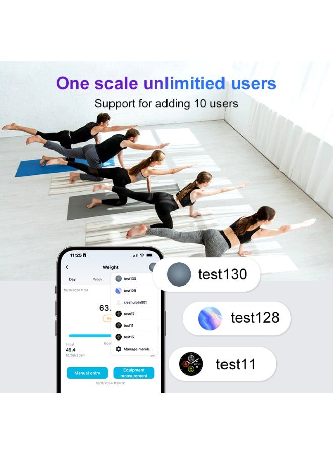 فيريفت ميزان قياس وضع الجسم للوزن ونسبة الدهون، ميزان رقمي بمنصة أكبر و8 أقطاب لقياس مؤشر كتلة الجسم (BMI) وتكوين الجسم (56 قياسًا). - Image 5