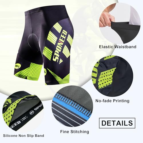 sponeed Cycle Shorts Men Padded Biking Pants Bicycle Bottoms Triathlon Uniforms US XXXL Green - Image 3