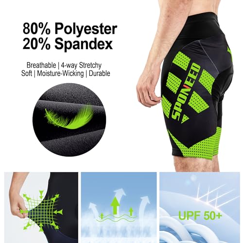 sponeed Cycle Shorts Men Padded Biking Pants Bicycle Bottoms Triathlon Uniforms US XXXL Green - Image 5