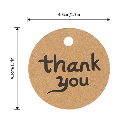 G2PLUS 100PCS Thank You Tags, 1.7 in Round Calligraphy Thank You Tags, Brown Kraft Paper Gift Tag with String for Gift Wrapping, DIY Arts & Crafts, Wedding Party Favors - Image 2