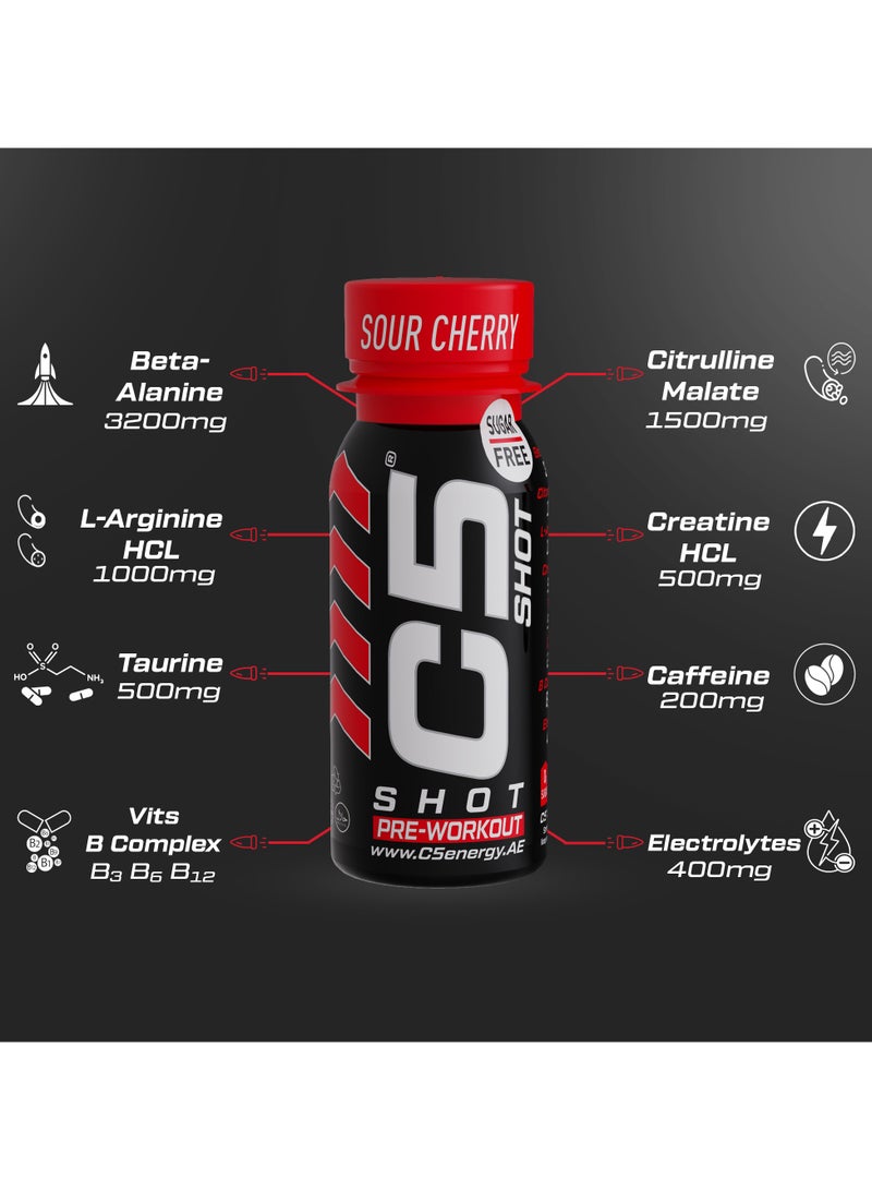 C5 Energy Pre-Workout Shot 80 Ml Sour Cherry Flavor Pack of 12 - Image 3