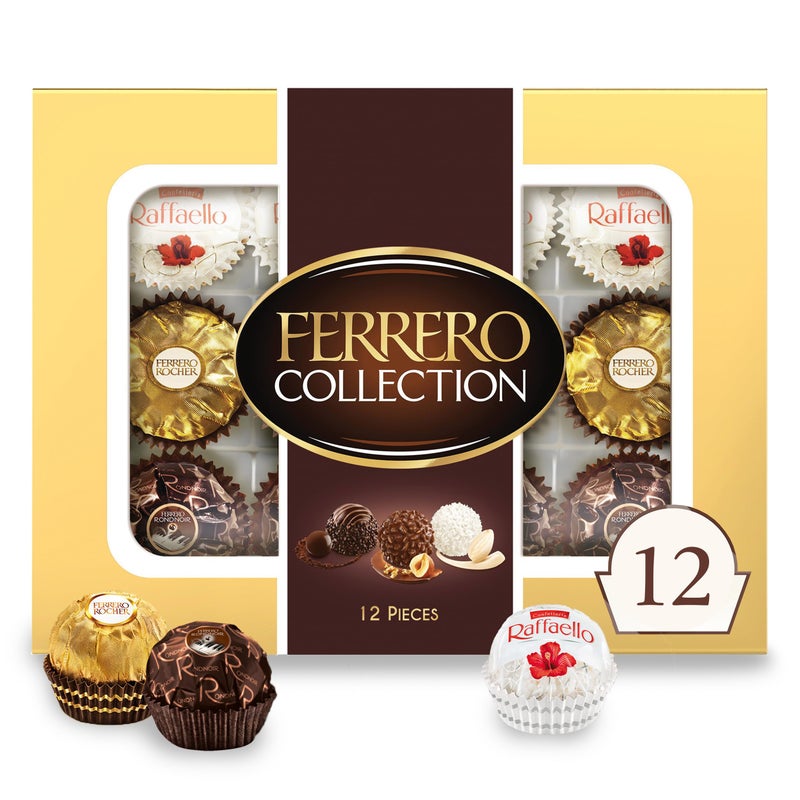 Ferrero Collection, 12 Count, Premium Gourmet Assorted Hazelnut Milk Chocolate, Dark Chocolate and Coconut, 4.6 oz - Image 1