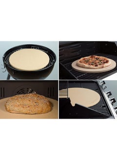 Premify Pizza Stone Set For Oven And Grill, 13 Inch Round Ceramic Pizza Grilling Stone Oven Baking Stone With Serving Rack  - Image 4