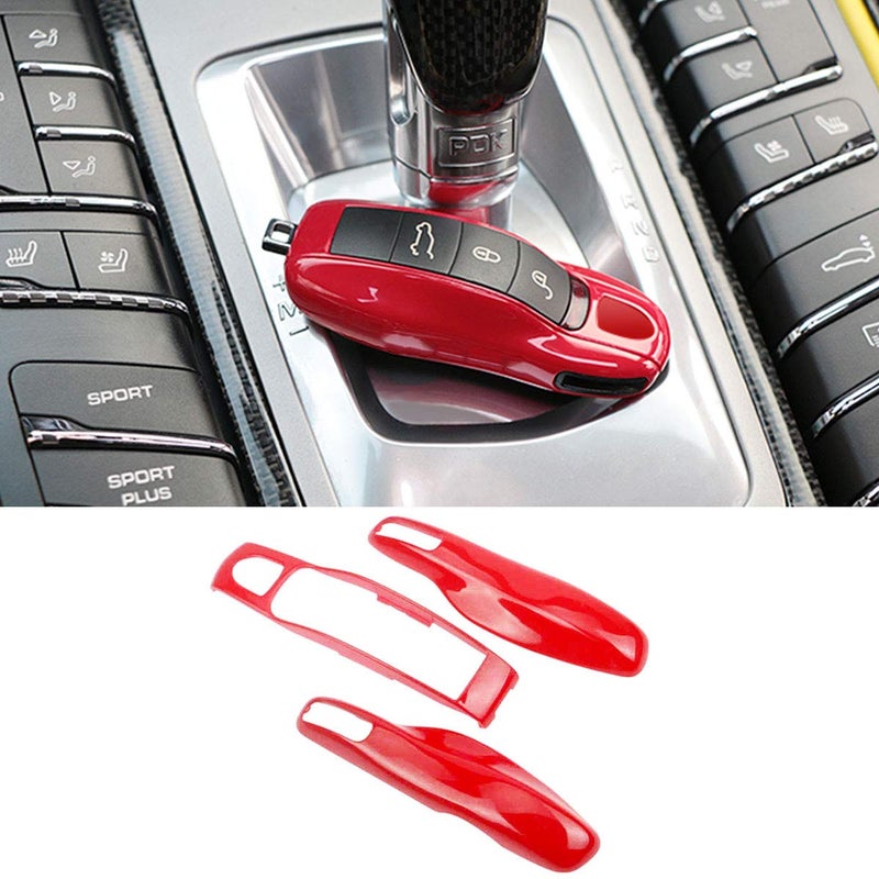 Jaronx 3PCS Remote Key Covers for Boxster Turbo Cayenne Panamera Macan Cayman 911 ,Glossy Red Key Fob Shell Cover Painted Keyless Entry Skin Protectors - Image 1