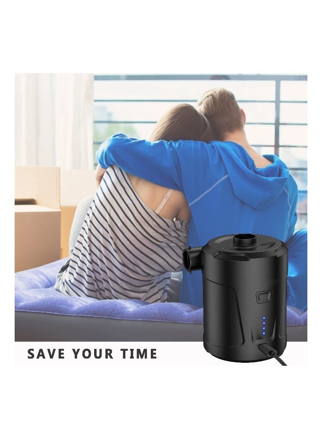 مضخة هواء كهربائية للنفخ، مع 3 فوهات، USB/ بطارية قابلة لإعادة الشحن بسعة 5000 مللي أمبير، لمرتبة هوائية، عوامات حمام السباحة، سرير هوائي، مضخة قابلة للحمل للنفخ والتفريغ - Image 4