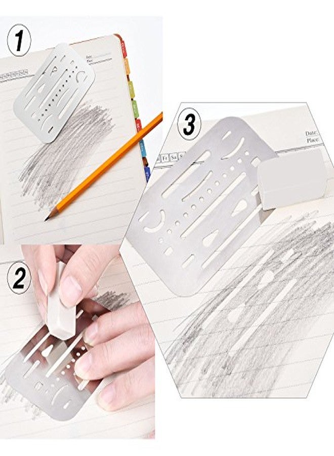 Hotop 3 Pieces Eraser Shield Eraser Template Drafting Metal Erasing Shield Stainless Steel for Drawing Drafting Tool Artists - Image 4