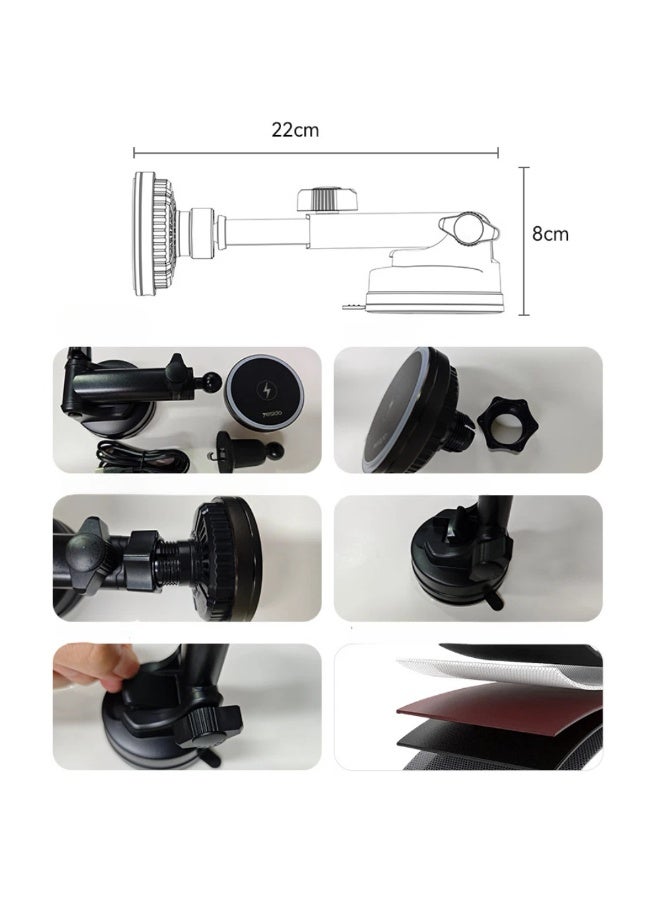 Yesido C315 Car Wireless Charger Set Suction Cup 15W Fast Charging Stand - Image 5