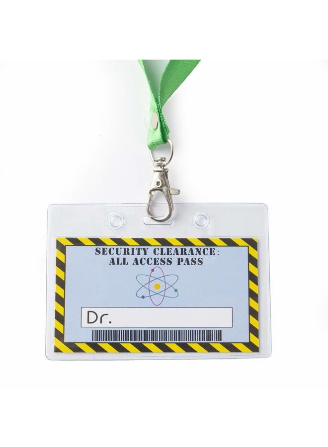 L LIFETIME Science Party Favors Kids Lanyards -12 pack Mad Scientist Theme Party Supply Decorations, Doctor Security Clearance Personalize Label in Plastic Tag Holder with Green Straps - Image 3