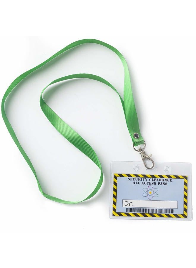 L LIFETIME Science Party Favors Kids Lanyards -12 pack Mad Scientist Theme Party Supply Decorations, Doctor Security Clearance Personalize Label in Plastic Tag Holder with Green Straps - Image 1