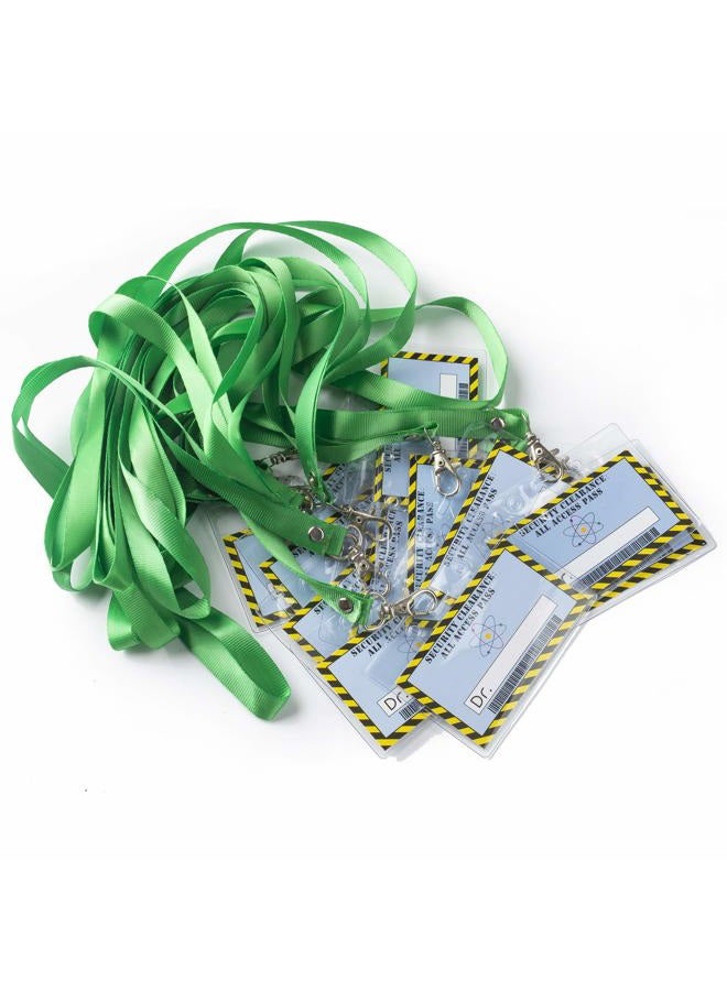 L LIFETIME Science Party Favors Kids Lanyards -12 pack Mad Scientist Theme Party Supply Decorations, Doctor Security Clearance Personalize Label in Plastic Tag Holder with Green Straps - Image 2