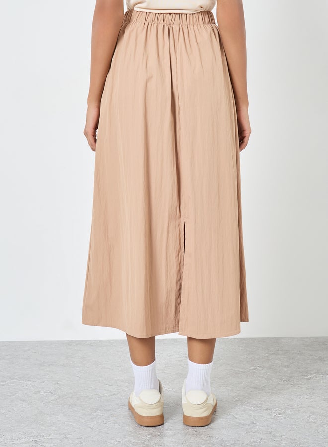 Take Two Solid Midi Skirt with Tie-Up Waist - Image 4