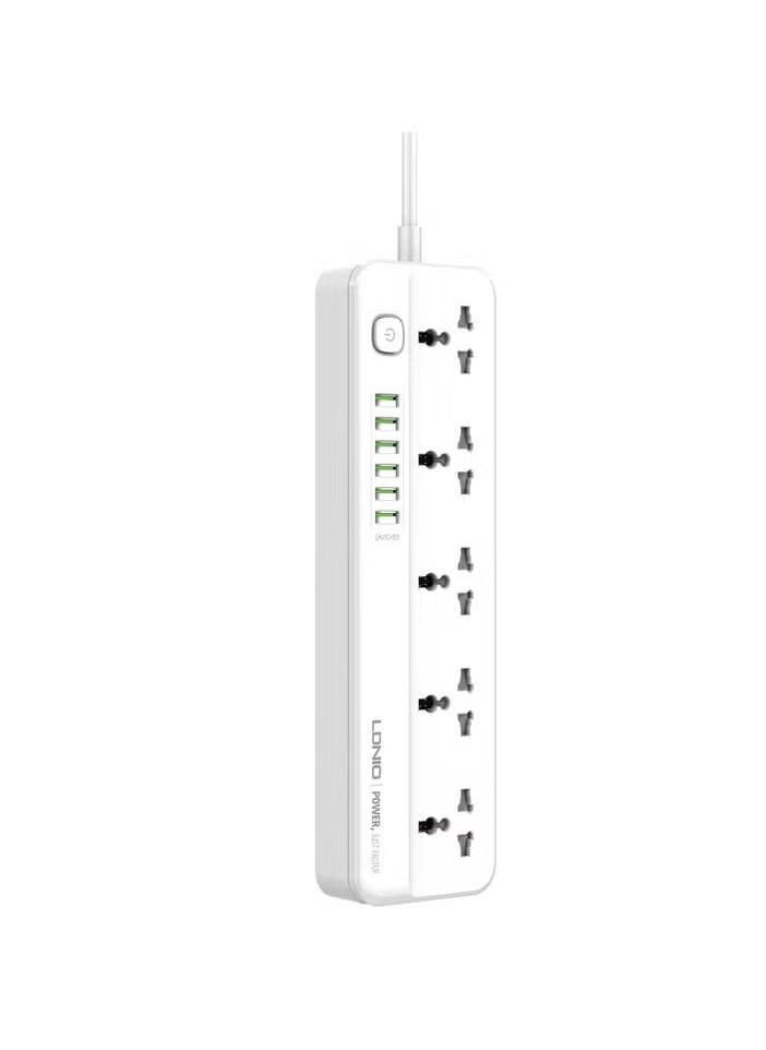 TIGER SC5614 Power Strip – 5 AC Outlets & 6 USB Charging Ports, 2m Long Extension Cord, Surge Protector for Home & Office, Multi-Outlet Power Strip with Overload Protection  - Image 1