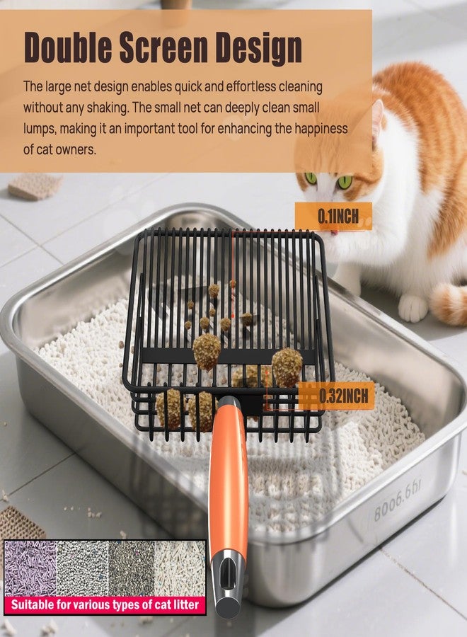 UNISOLODECHO Heavy Duty Metal Cat Litter Scoop with Holder - Broom and Dustpan Set - Quick-Sifting Mesh for Clump-Free Cleaning, Compatible with Most Litter Types - Image 3