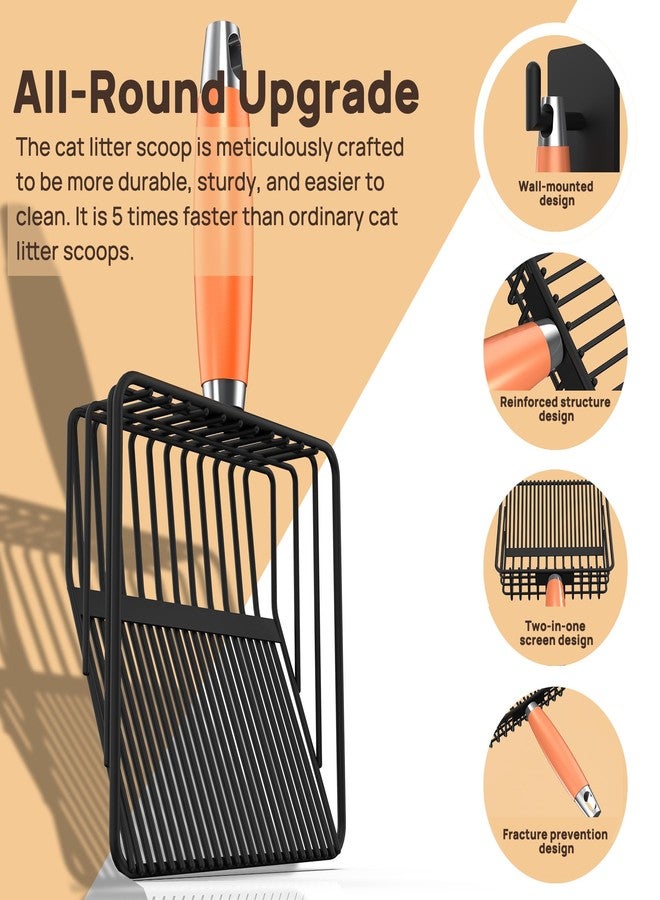 UNISOLODECHO Heavy Duty Metal Cat Litter Scoop with Holder - Broom and Dustpan Set - Quick-Sifting Mesh for Clump-Free Cleaning, Compatible with Most Litter Types - Image 4