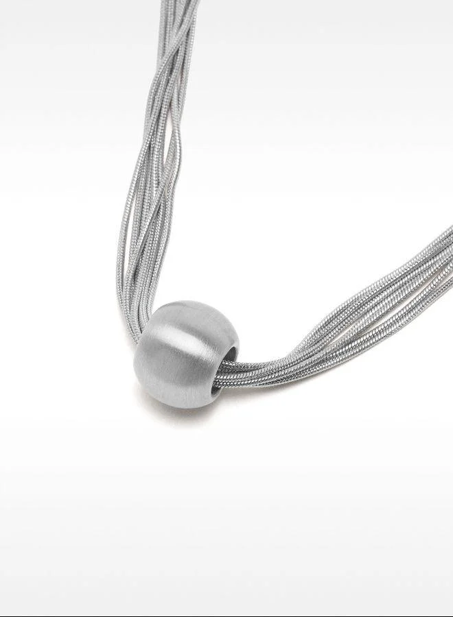 بارفوا عقد فضي قصير