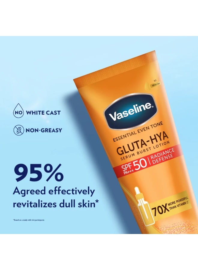 Vaseline Essential Even Tone Gluta-Hya Serum Burst Lotion SPF 50 180ml - Image 2