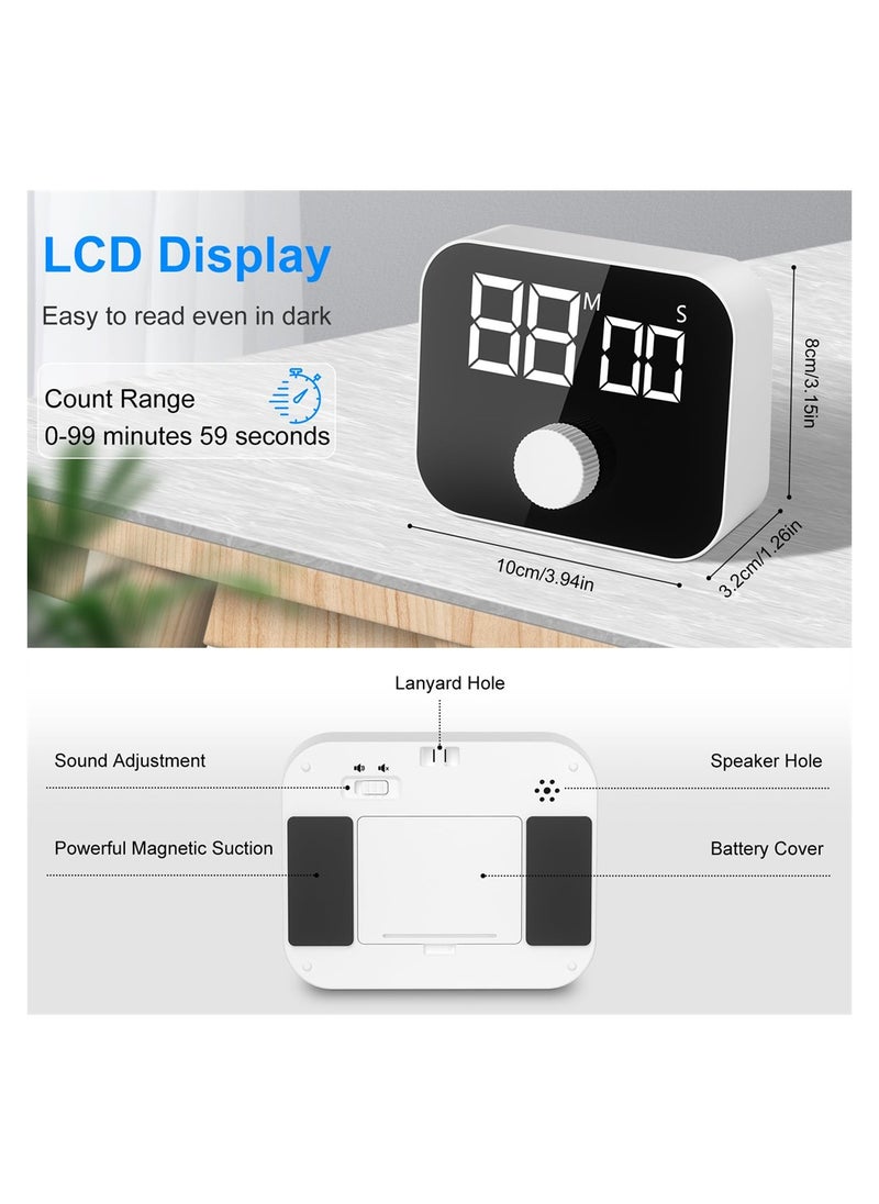SYOSI Digital Kitchen Timer, Magnetic Countdown Count Up Timer with Large LED Display, Stopwatch Timer Volume Adjustable Kitchen Timers for  Baking Cooking BBQ Gym Exam Meeting Personal Care  - Image 3