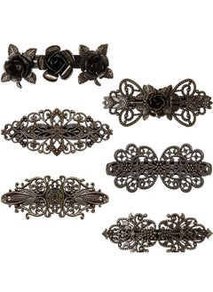 Geyoga Geyoga 6 Pieces Vintage Hair Barrettes for Women Retro French Flower Clips Metal Bronze Hair Pins for Women Hair Styling Accessories  - Image 1