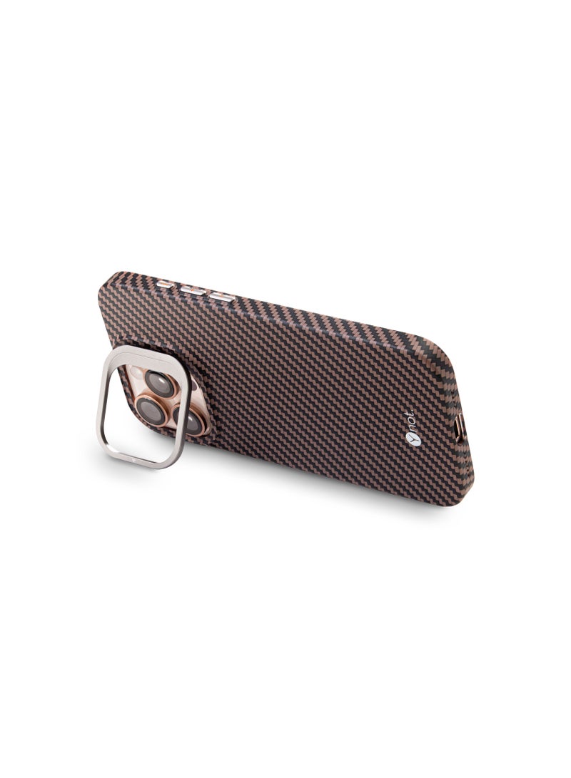 YNOT iPhone 16 Kevlar Fiber Case with MagSafe and Stand - Brown - Image 3