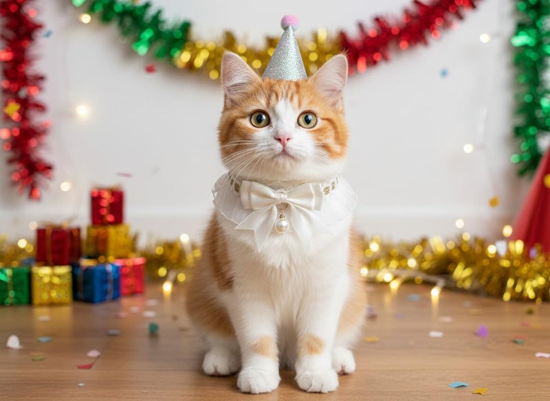 nmajnvo 2 Pcs Lace Cat Collar with Pearl & Fishbone Pendant, Fancy Handmade Jewelry Kitten Necklace, Adjustable Soft Ribbon Tie-on Neckwear for Girl Cats, Small Puppy Birthday Party Wedding Gift - Image 4