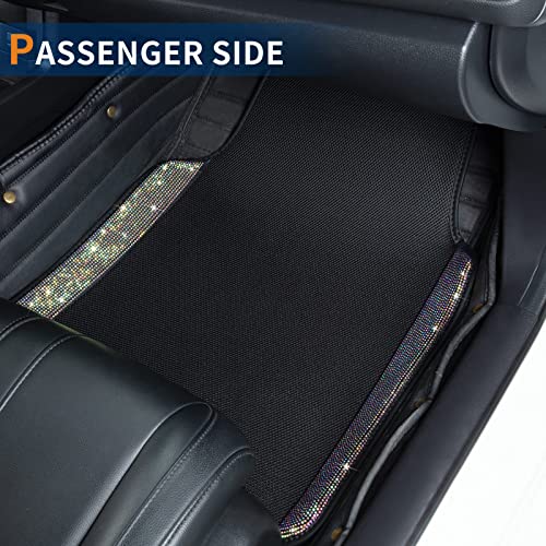 eing Breathable Universal Bling Anti Slip Car Floor Mat with Crystal Rhinestones for Women & Girls, Multicolor - Image 4