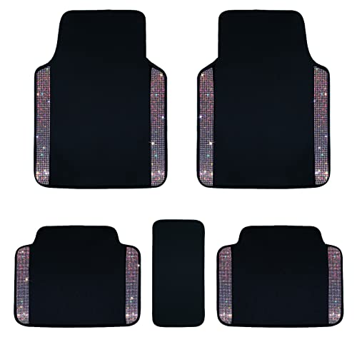 eing Breathable Universal Bling Anti Slip Car Floor Mat with Crystal Rhinestones for Women & Girls, Multicolor - Image 1