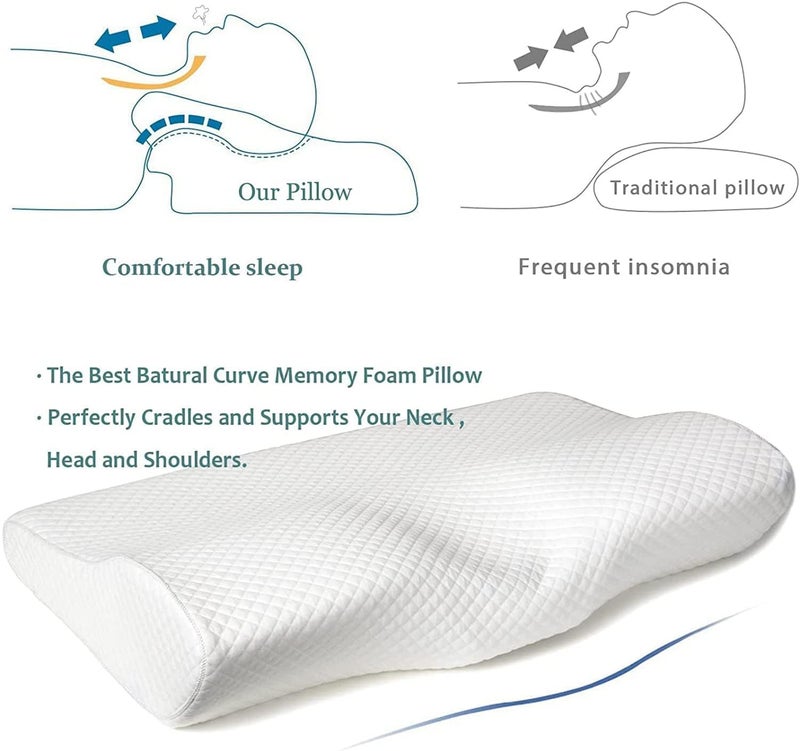 EPABO Contour Memory Foam Pillow Orthopedic Sleeping Pillows, Ergonomic Cervical Pillow for Neck Pain - for Side, Back and Stomach Sleepers, Free Pillowcase Included (Firm & Near King) - Image 4
