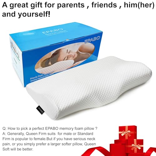 EPABO Contour Memory Foam Pillow Orthopedic Sleeping Pillows, Ergonomic Cervical Pillow for Neck Pain - for Side, Back and Stomach Sleepers, Free Pillowcase Included (Firm & Near King) - Image 5