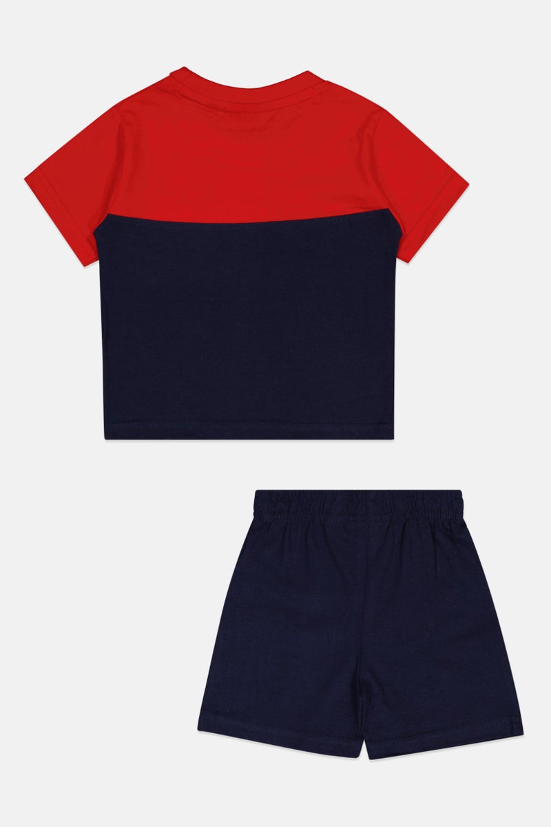 FILA Toddlers Boy 2Pcs Colourblock T-Shirt And Bottom Short Set, Multicolor - Image 2