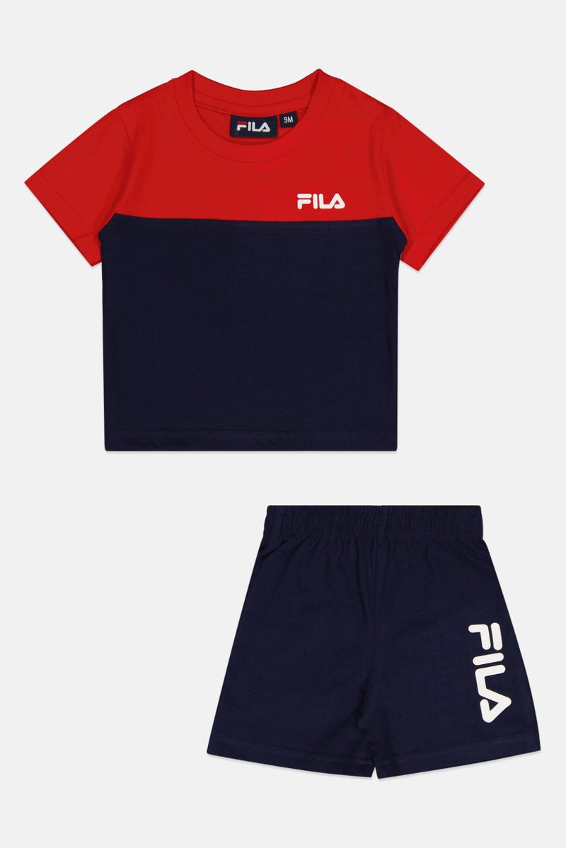 FILA Toddlers Boy 2Pcs Colourblock T-Shirt And Bottom Short Set, Multicolor - Image 3