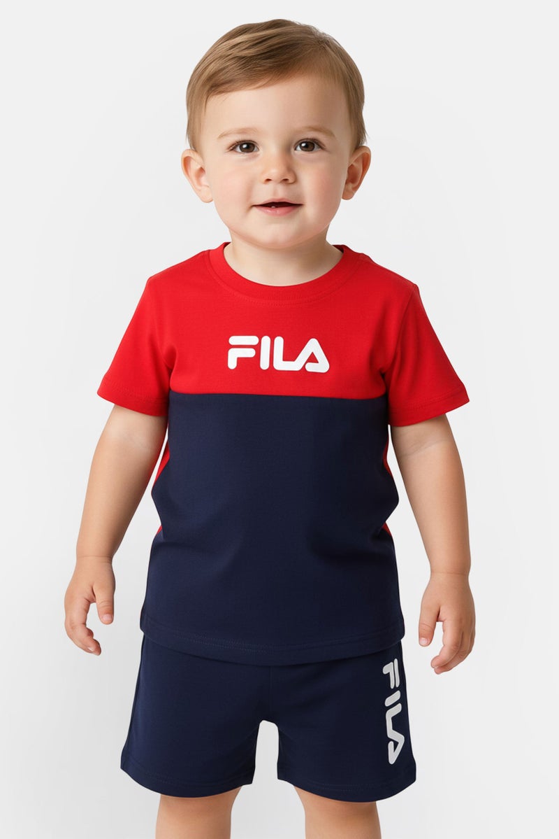 FILA Toddlers Boy 2Pcs Colourblock T-Shirt And Bottom Short Set, Multicolor - Image 1