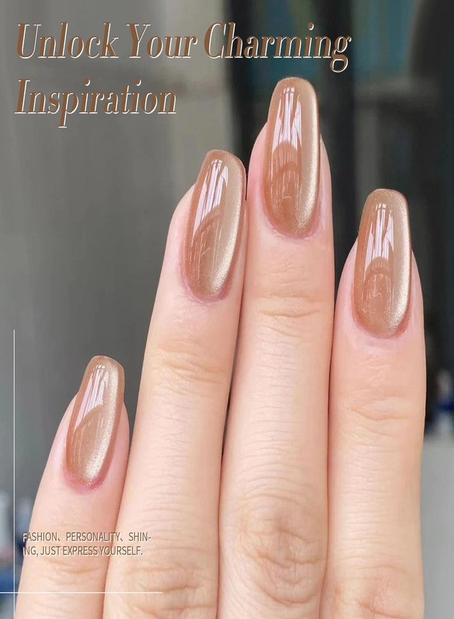 Born Pretty Cat Magnetic Eye Gel Nail Polish Cat Magnetic Shimmer Glitter Holographic Nail Polish Autumn Winter Moonlight Nude Brown Pink Purple 7ML 6PCS - Image 3