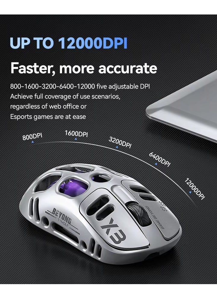 T-WOLF X3 Wireless Wired Triple Mode Gaming Mouse RGB for PC Laptop  - Image 4