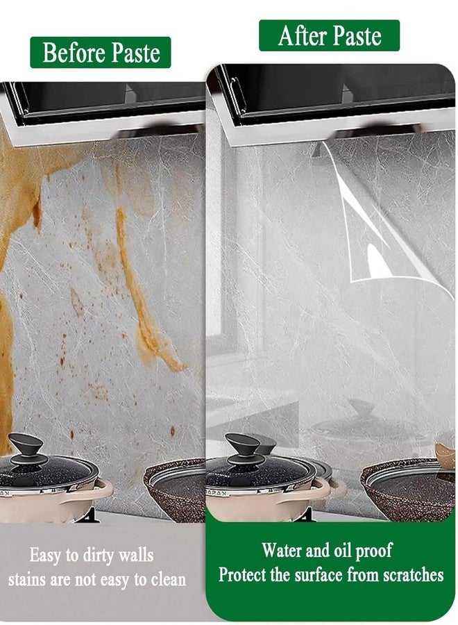 HOME13™ Clear Oil Proof Wall Stickers Wallpaper Kitchen Backsplash Wall Protector Transparent Waterproof Self-Adhesive Sticker for Kitchen Dining Room Countertop (18X180 Inch, Clear) - Image 3