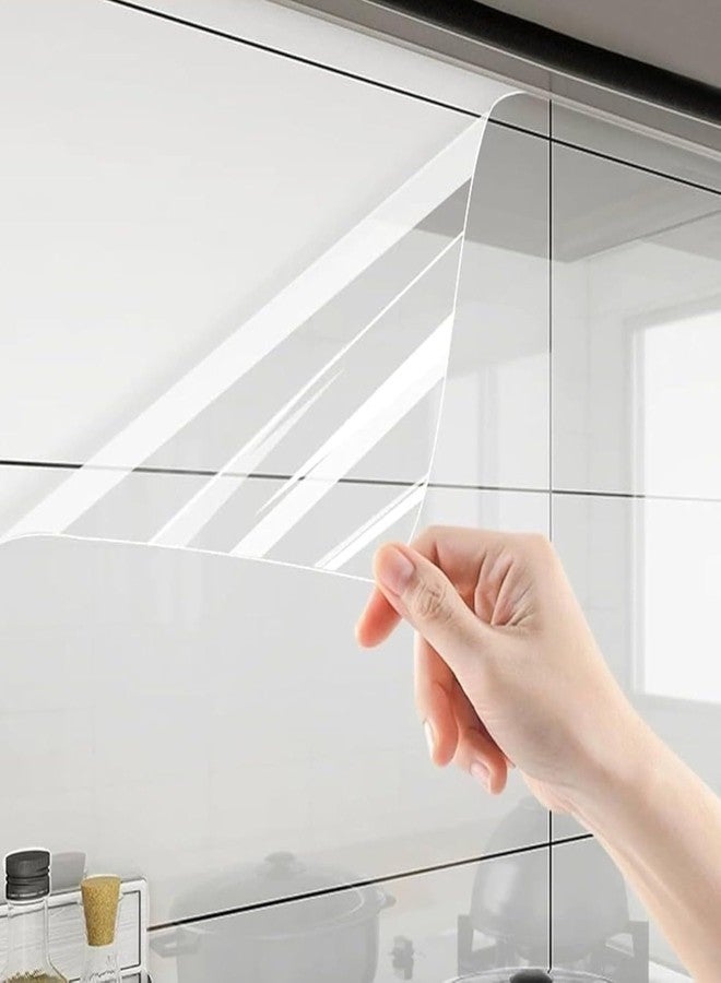 HOME13™ Clear Oil Proof Wall Stickers Wallpaper Kitchen Backsplash Wall Protector Transparent Waterproof Self-Adhesive Sticker for Kitchen Dining Room Countertop (18X180 Inch, Clear) - Image 1