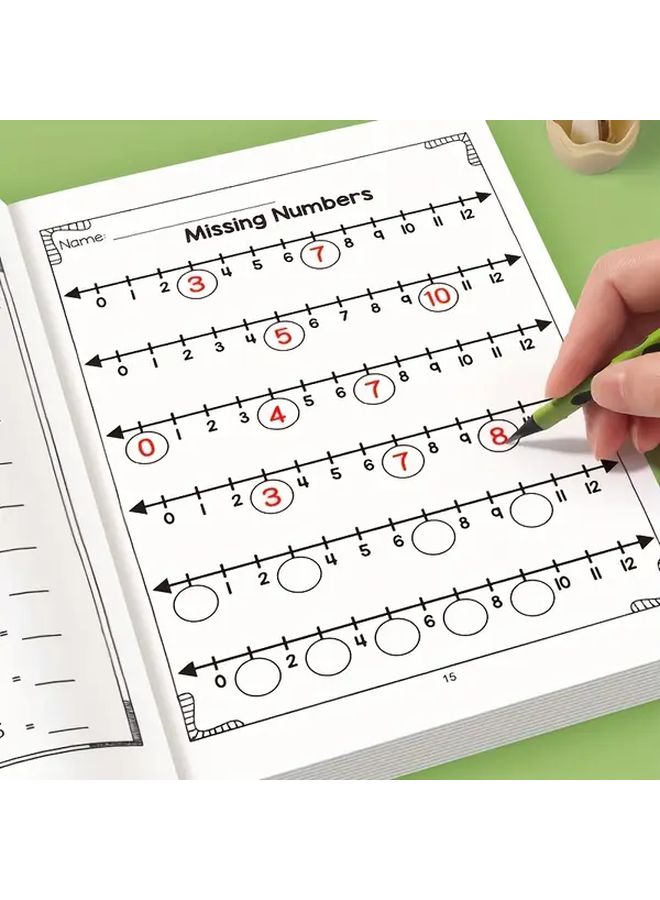 032 Page Math Workbook Addition And Subtraction Practice Book With Color Coded Exercises Crossword Puzzles And Fun Activities For 1st Grade Interactive Learning Homeschool And Classroom Education Ages 4 To 7 - Image 1