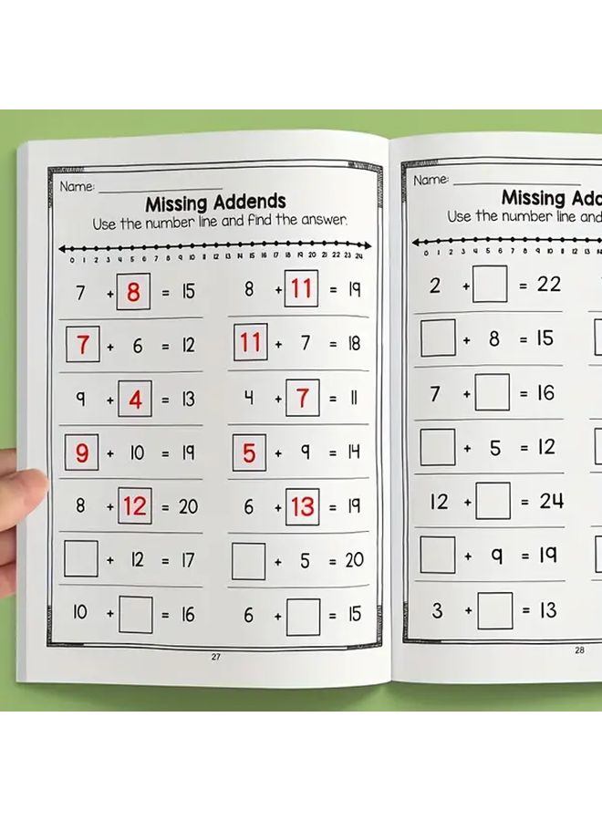 032 Page Math Workbook Addition And Subtraction Practice Book With Color Coded Exercises Crossword Puzzles And Fun Activities For 1st Grade Interactive Learning Homeschool And Classroom Education Ages 4 To 7 - Image 3