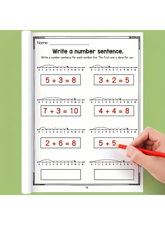 032 Page Math Workbook Addition And Subtraction Practice Book With Color Coded Exercises Crossword Puzzles And Fun Activities For 1st Grade Interactive Learning Homeschool And Classroom Education Ages 4 To 7 - Image 5