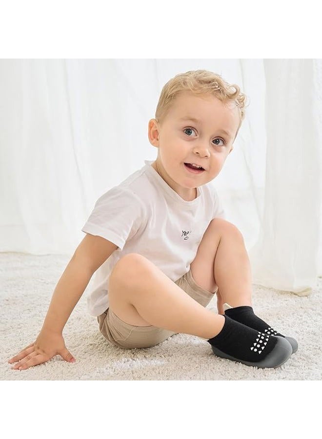Bearbay Baby Sock Shoes Baby Walking Shoes Infant Non-Slip Breathable Slippers with Soft Rubber Sole Baby Boys Girls Sneakers, Af-39 Off White, 12-18 Months - Image 3