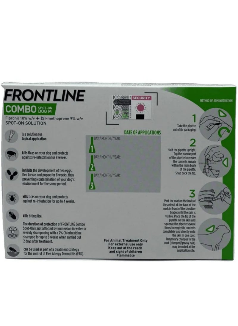 Frontline - Frontline Flea & Tick Spot On Combo for Medium Dogs | 3 Pipettes - Image 1