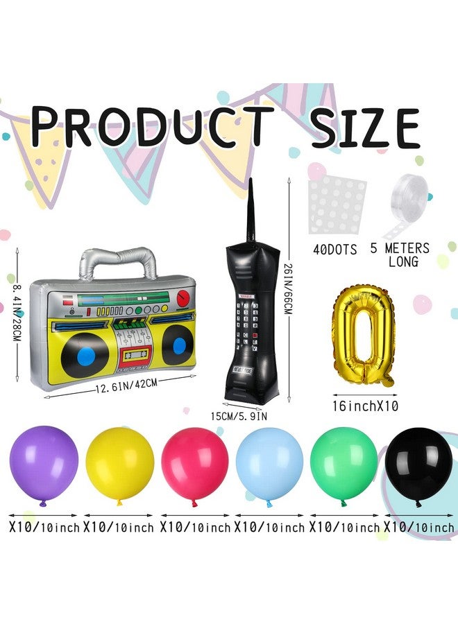 Vinsot 90S 80S Theme Party Balloons Backdrop Decorations Inlcude Inflatable Boom Box Inflatable Retro Mobile Phone Gold Chain Balloons 90S Balloon Garland Kit For Back To 90S 80S Party For Birthday Decor - Image 3
