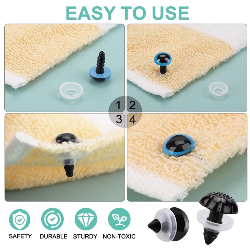 Junreox 820pcs Safety Eyes for Amigurumi- Premium Safety Eyes and Noses for Crochet Animals, Assorted Size Crochet Eyes with Washers for Dolls Plushies Toys, Safety Eyes for Stuffed Animals Teddy Bear - Image 4