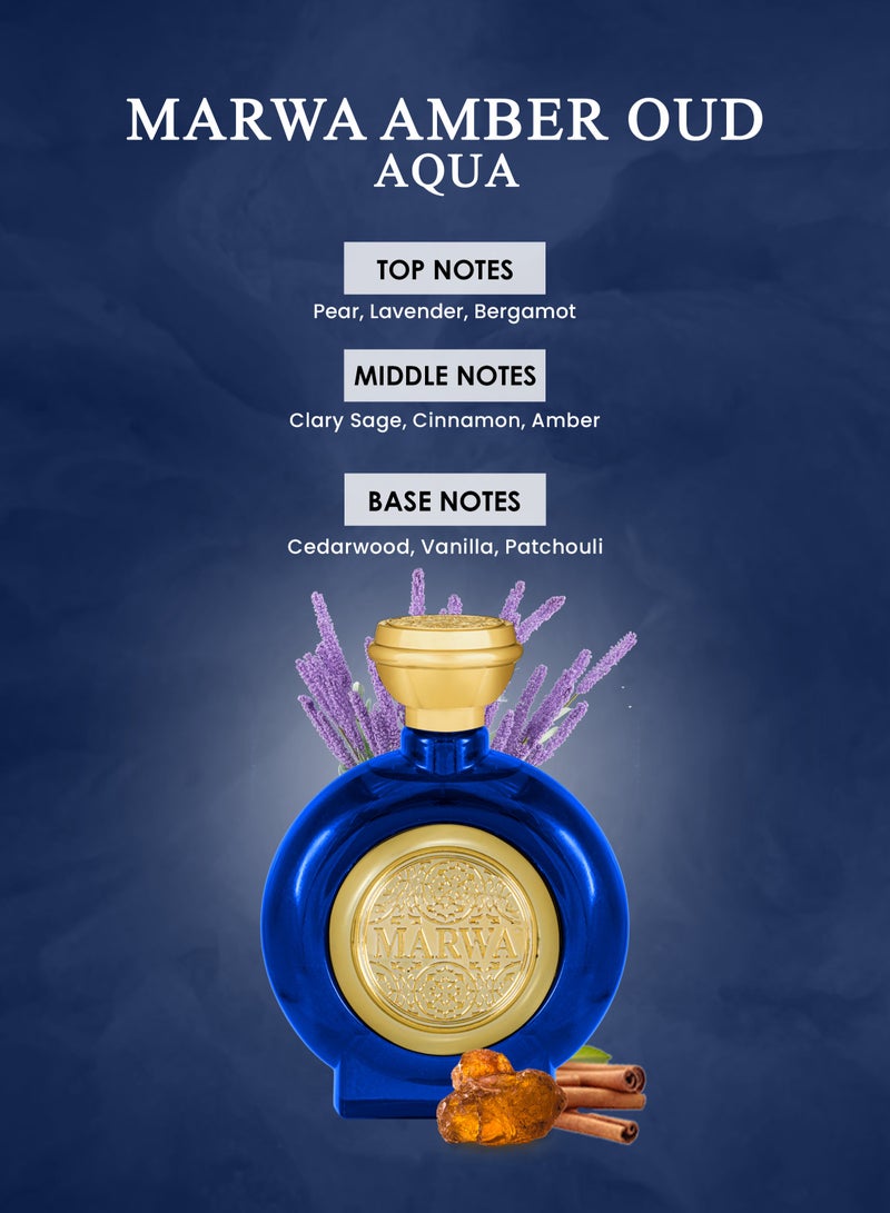 عطور مهابوب ماروا عنبر عود أكوا - ماء عطر 100 مل | عطر للجنسين | برفان زهري وخشبي طويل الأمد | عطر عربي فاخر للرجال والنساء - Image 2