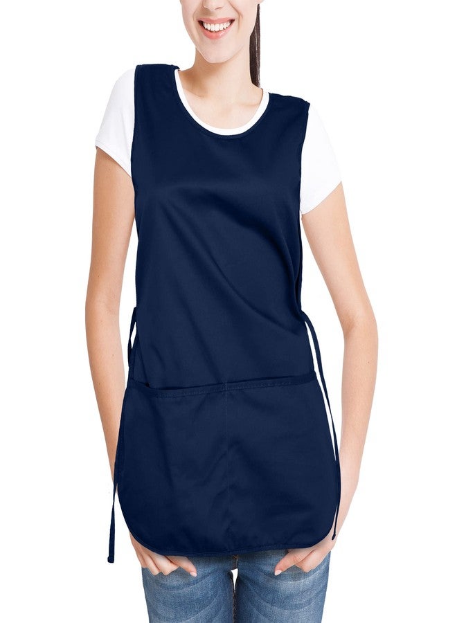 DALIX Cobbler Apron 2 Pockets Smock Chef 28.5" x 18.5" Poly Cotton Navy Blue - Image 4